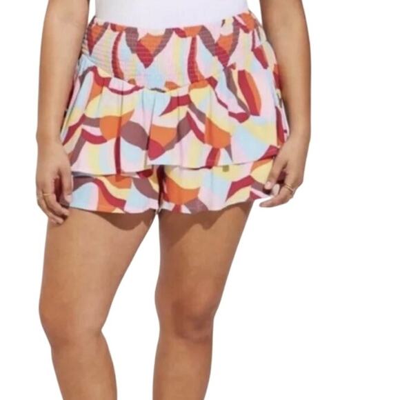 Torrid Flouncy Tiered Shorts Multi Print Size 1 (1X) - Picture 1 of 7